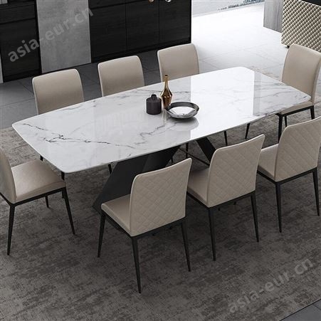 鼎富北欧大理石餐桌椅组合意式极简长方形吃饭桌子DF-290