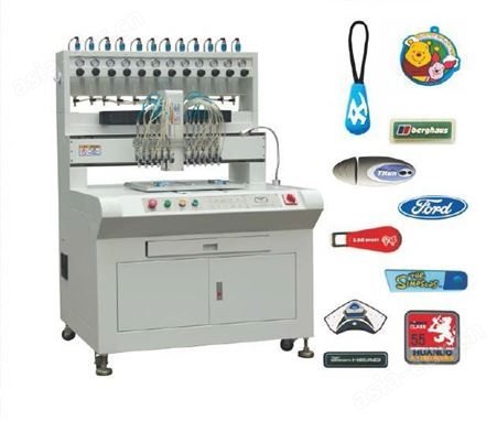 全自动电脑控制24色商标滴塑机 可做2D或3D立体公仔钥匙扣商标等产品