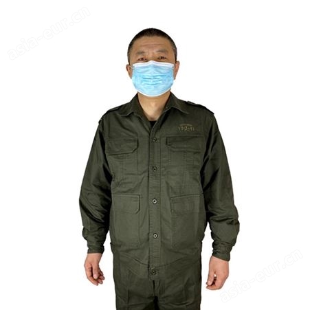 夏季薄棉长袖工作服套装绿色汽修机车间工地电焊工透气夏季工作服