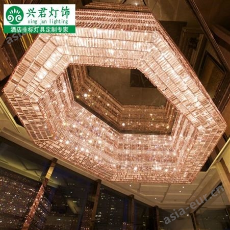 图比乐酒店非标工程吊灯 水晶工程灯具 宴会厅商场大型水晶创意吊灯